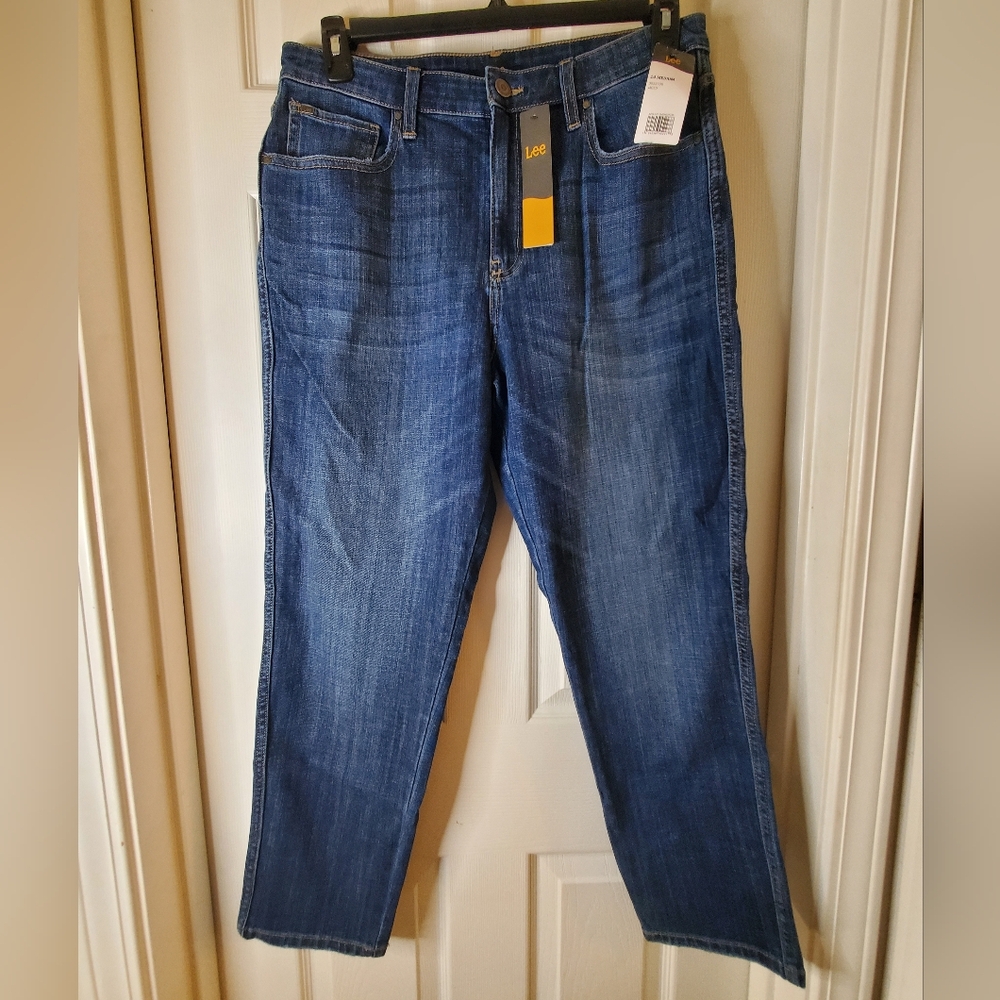 NWT Lee 14M Mid Rise Dark Wash Boyfriend Jeans